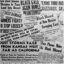Collection of Dust Bowl newspaper headlines, 1935-1942. Courtesy of the Library of Congress Prints and Photographs Division